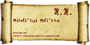Mihályi Márta névjegykártya