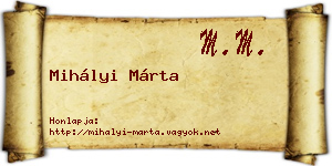 Mihályi Márta névjegykártya